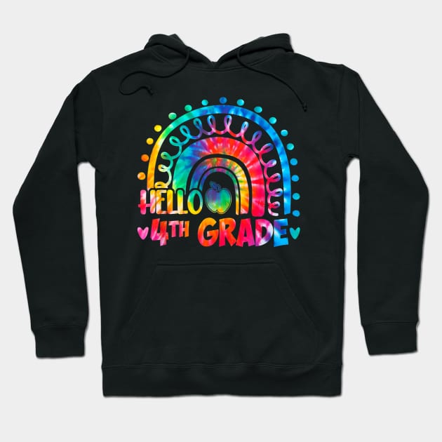 Rainbow Hello 4th Grade Teacher Back To School Hoodie by torifd1rosie